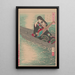 Ariko cries as her boat drifts under the moonlight - Tsukioka Yoshitoshi — framed artwork on a wall