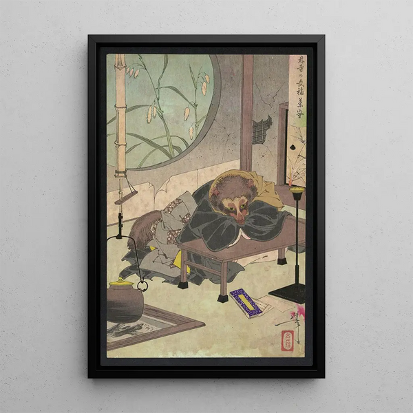 Bunbuku chagama - Tsukioka Yoshitoshi — framed artwork on a wall