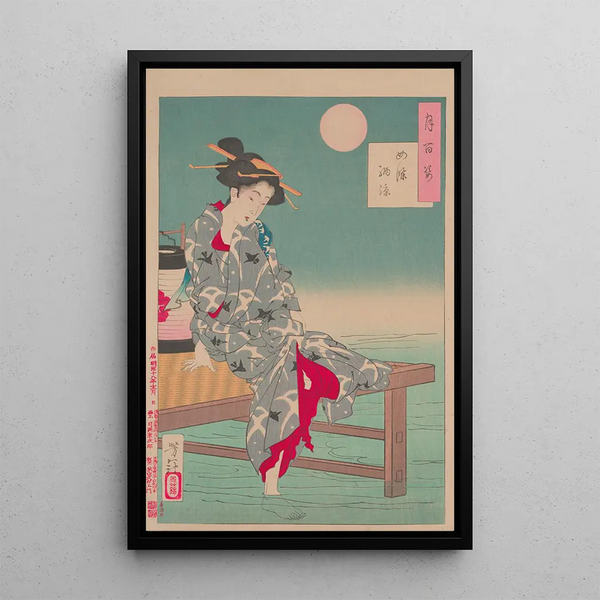 Refreshing at Shijo - Tsukioka Yoshitoshi — framed artwork on a wall