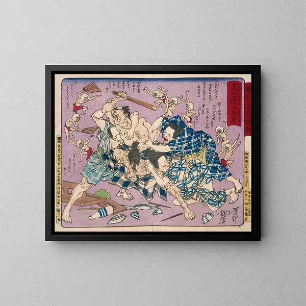 Femme désobéissante et autres leçons morales du bien et du mal - Tsukioka Yoshitoshi — framed artwork on a wall