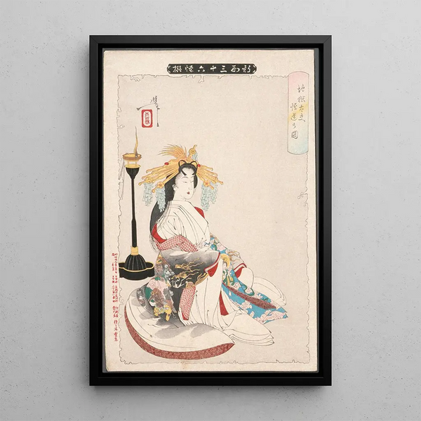 Awakening of the Courtesan Jigokuday - Tsukioka Yoshitoshi — framed artwork on a wall