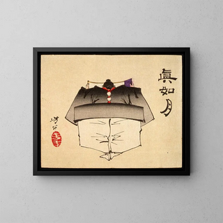 Fuwa Banzaemon in Tanzen costume - Tsukioka Yoshitoshi — framed artwork on a wall