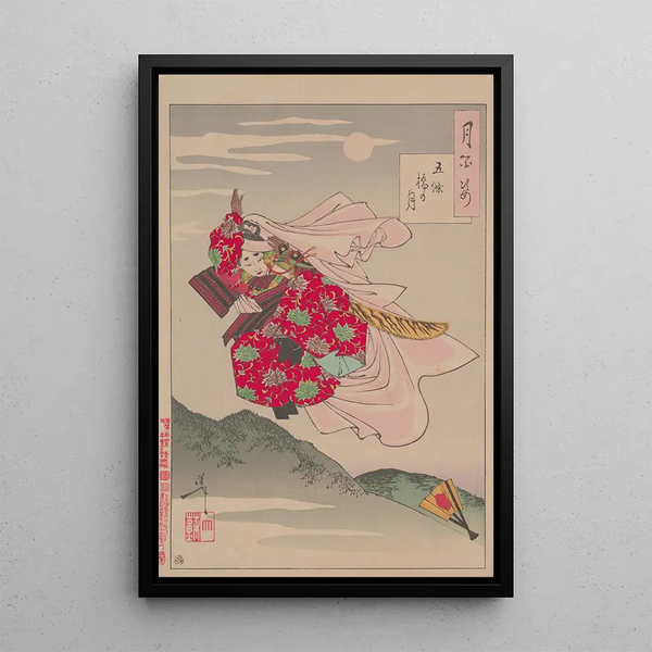Moon of Gojo Bridge Gojobashi no tsuki - Tsukioka Yoshitoshi — framed artwork on a wall