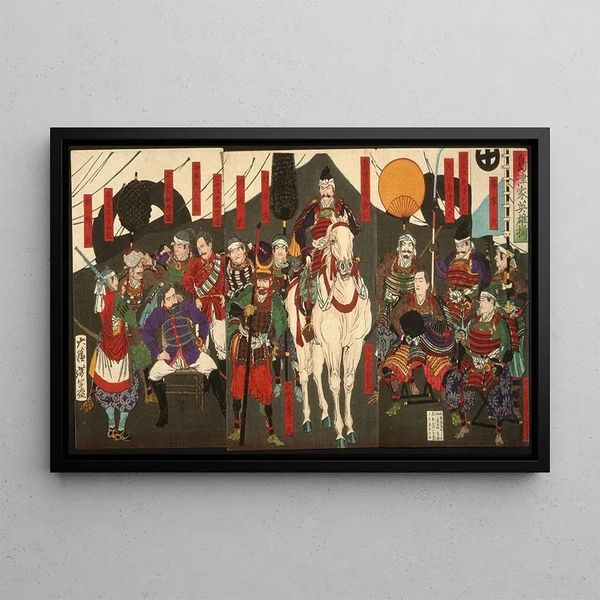 Heroes of the Shimazu Clan - Tsukioka Yoshitoshi — framed artwork on a wall