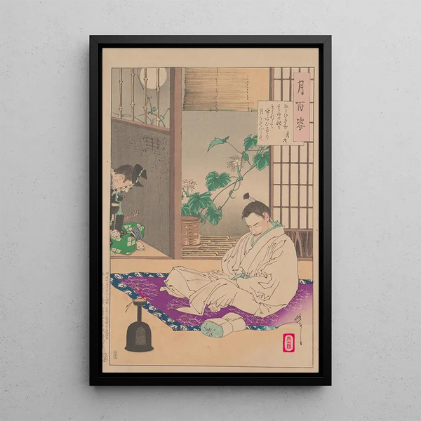 Hidetsugu in Exile - Tsukioka Yoshitoshi — framed artwork on a wall