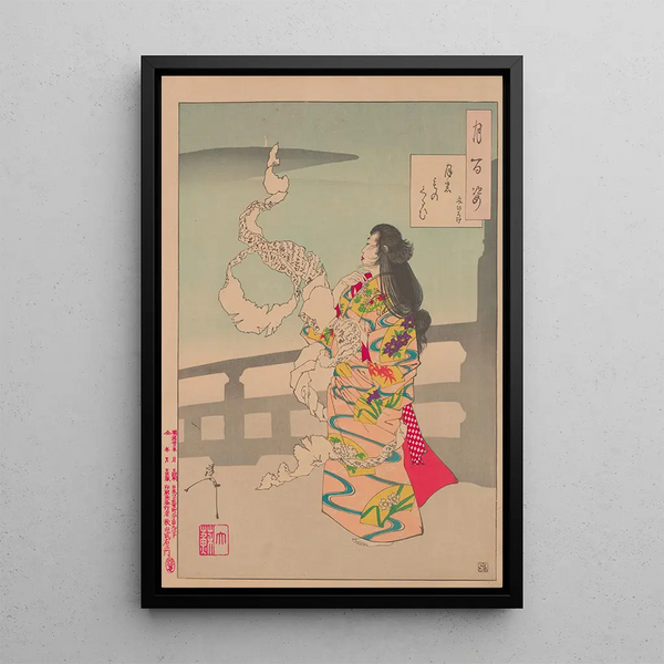 Folie déroulant des lettres - Tsukioka Yoshitoshi — framed artwork on a wall