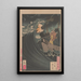 Moon above the sea at Daimotsu Bay Benkei Daimotsu kaijō no tsuki Benkei - Tsukioka Yoshitoshi — framed artwork on a wall