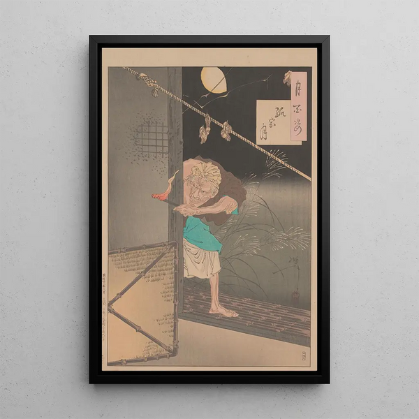 Moon of the Lonely House Hitotsuya no tsuki - Tsukioka Yoshitoshi — framed artwork on a wall