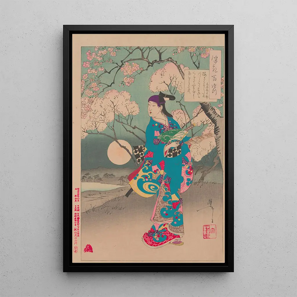 Moon over the Sumida River - Tsukioka Yoshitoshi — framed artwork on a wall