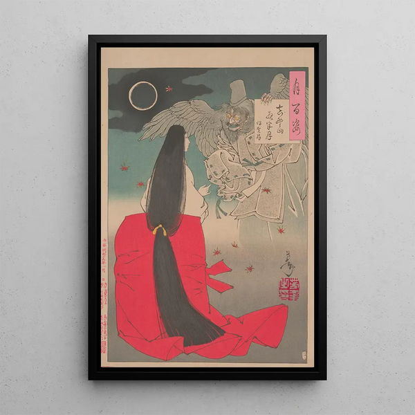 Mont Yoshino midnight moon - Tsukioka Yoshitoshi — framed artwork on a wall