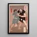 Nomi no Sukune fighting with Taima no Kehaya - Tsukioka Yoshitoshi — framed artwork on a wall