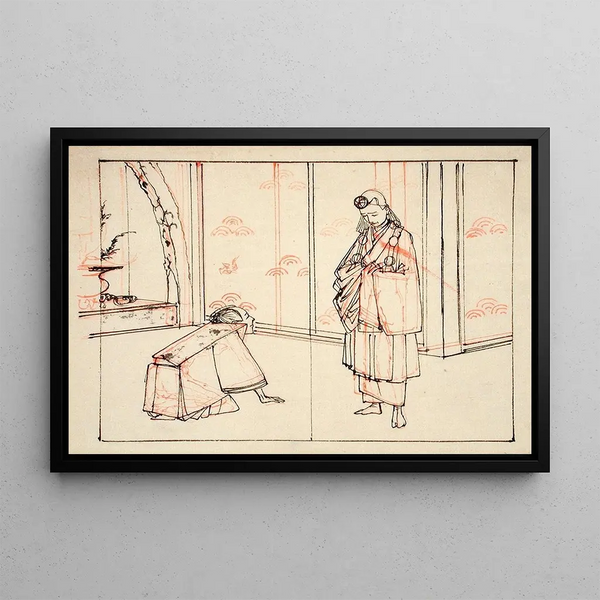 Draft for an illustration of the book Mirror of the Famous Japanese Generals - Tsukioka Yoshitoshi — framed artwork on a wall
