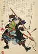 Ronin or masterless samurai repelling arrows - Tsukioka Yoshitoshi — artwork view