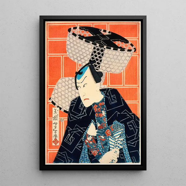 L'acteur Kawarasaki Gonjr for a fire troupe - Tsukioka Yoshitoshi — framed artwork on a wall