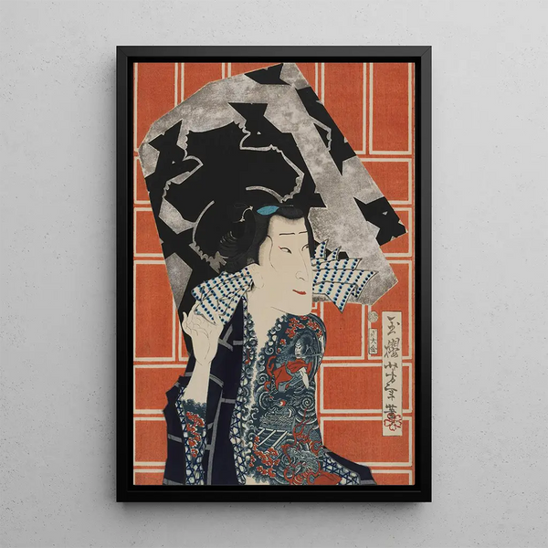 L'acteur Sawamura Tanosuke III for a fire troupe - Tsukioka Yoshitoshi — framed artwork on a wall