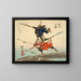 The Battle at Uji Bridge - Tsukioka Yoshitoshi — framed artwork on a wall