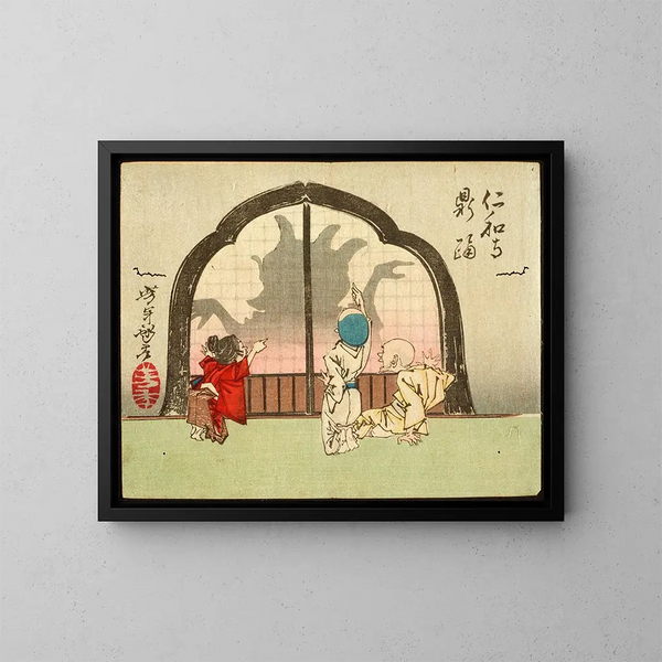 The dancing pot at Ninnaji Temple - Tsukioka Yoshitoshi — framed artwork on a wall