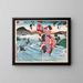 The demon Omatsu kills Shirsabur at the ford - Tsukioka Yoshitoshi — framed artwork on a wall