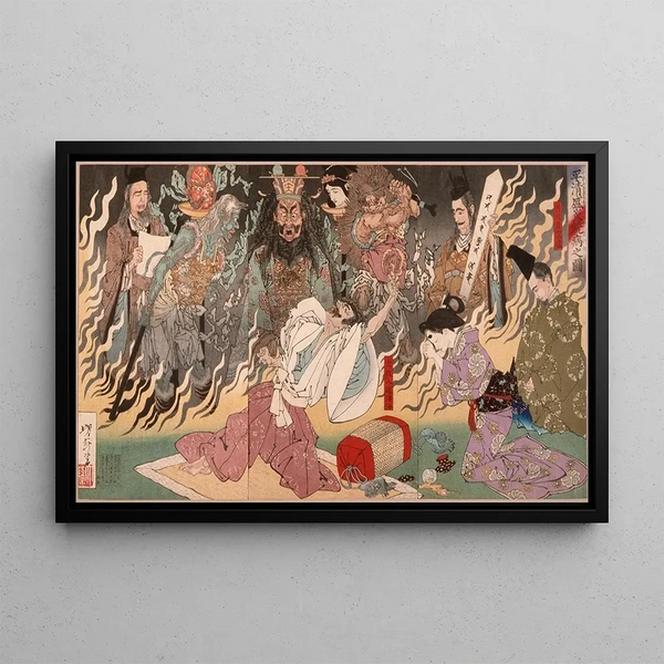 La Fièvre de Taira no Kiyomori - Tsukioka Yoshitoshi — framed artwork on a wall