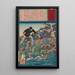 La jeune fille Saku sauvant un bébé de la rivière - Tsukioka Yoshitoshi — framed artwork on a wall