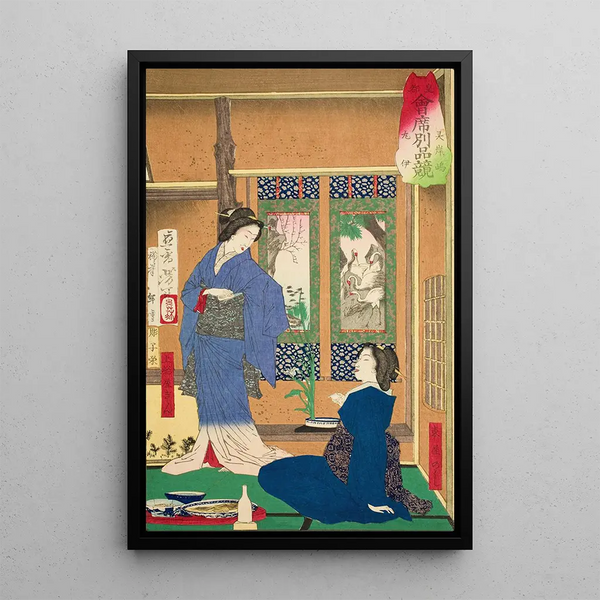 The restaurant Marui at Reiganjima - Tsukioka Yoshitoshi — framed artwork on a wall