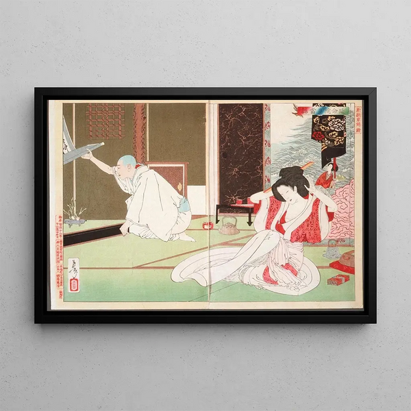 The story of Priest Nitt at Emmeiin - Tsukioka Yoshitoshi — framed artwork on a wall