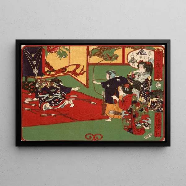 Tokugawa Ietsuga playing archery - Tsukioka Yoshitoshi — framed artwork on a wall