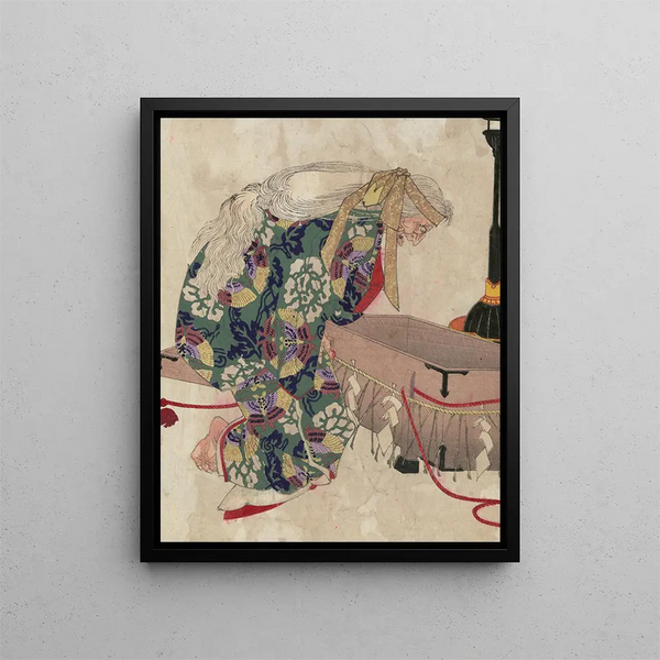 Watanabe no Tsuna à Ibaraki - Tsukioka Yoshitoshi — framed artwork on a wall