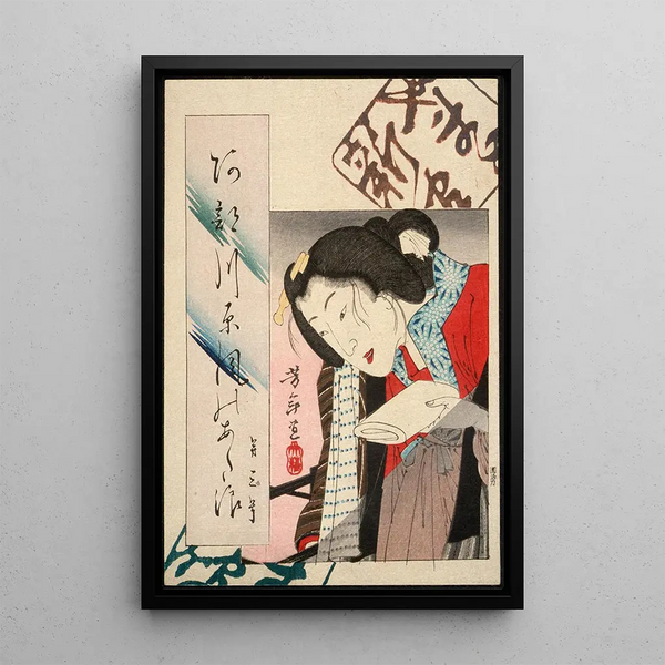 Woman Extinguishing a Light - Tsukioka Yoshitoshi — framed artwork on a wall