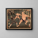 Duel between Yotsuguruma Daihachi and Kotengu Heisuke during the wrestlers and firefighters battle at Shinmei Shrine - Tsukioka Yoshitoshi — framed artwork on a wall