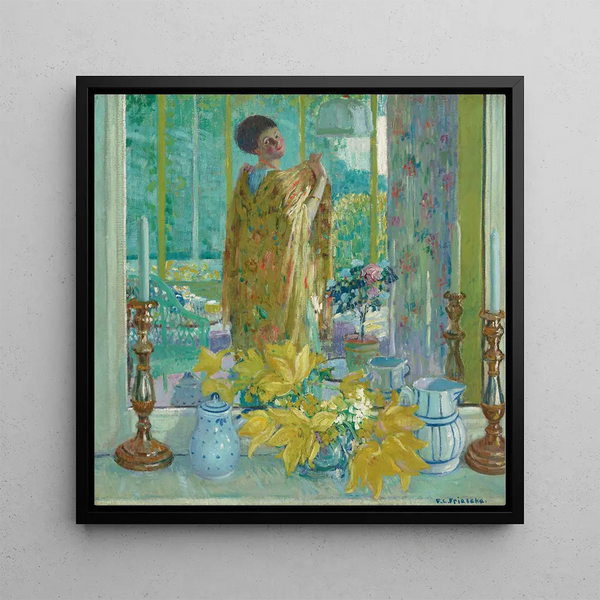 Tulipes jaunes - Frederick Carl Frieseke — framed artwork on a wall