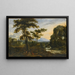 a vast river landscape with shepherds resting in the foreground and a fortification on the left - School of Tuscany — framed artwork on a wall