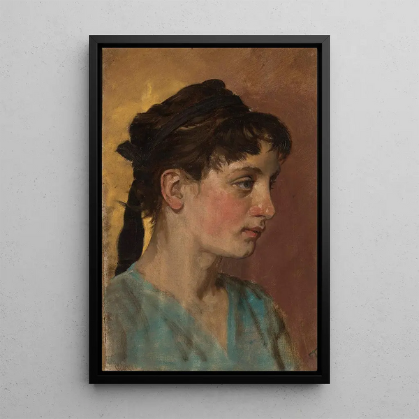 Portrait of a Young Woman - Tytus Seweryn Pilecki — framed artwork on a wall