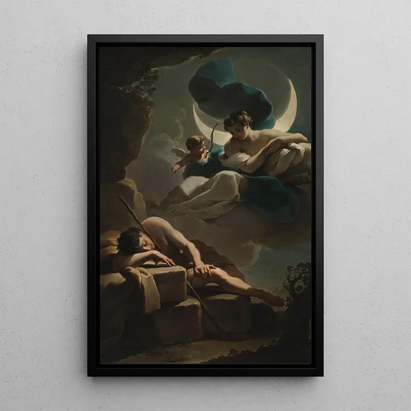 Séléné et Endymion - Ubaldo Gandolfi — framed artwork on a wall