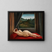 Nude lying with window - Ubaldo Oppi — framed artwork on a wall