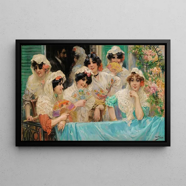 The Balcony - Ulpiano Checa — framed artwork on a wall