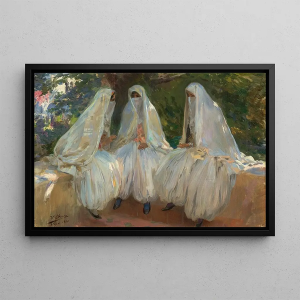 Trois beautés algériennes au puits - Ulpiano Checa — framed artwork on a wall