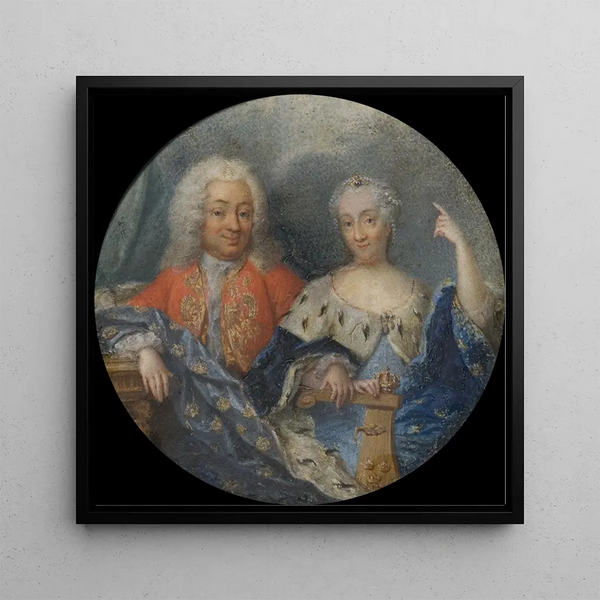 Ulrika Eleonora the Younger 1688-1741 Queen of Sweden Frédéric I 1676-1751 Count of Hesse-Kassel King of Sweden - Niklas Lafrensen — framed artwork on a wall