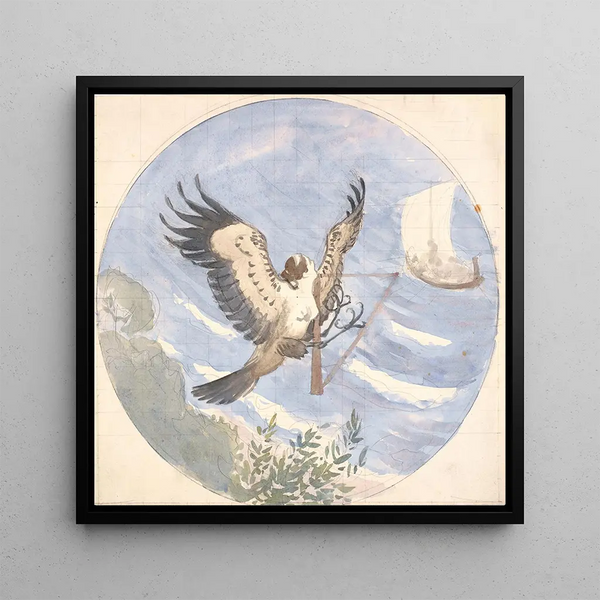 Ulysse navigates past the island of the Sirènes - Niels Skovgaard — framed artwork on a wall