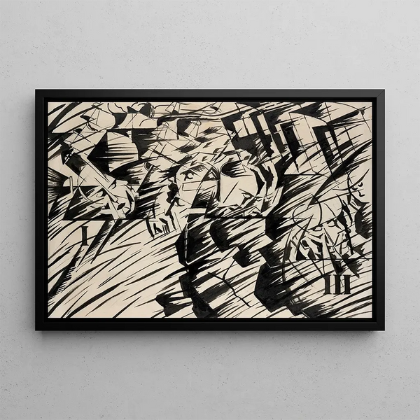 States of Mind Those Who Leave - Umberto Boccioni — framed artwork on a wall