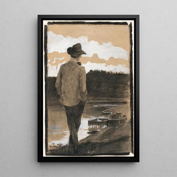 Young Man on a Shore - Umberto Boccioni — framed artwork on a wall
