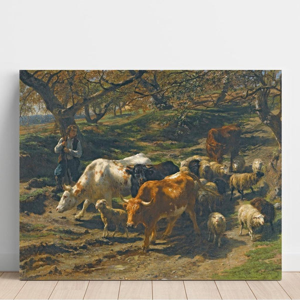Reproduction of the painting of a Shepherd with his Flock - Rosa Bonheur