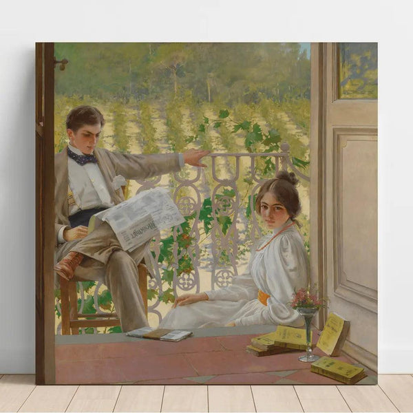 Reproduction of the painting of an afternoon on the porch - Vittorio Matteo Corcos