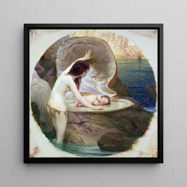 A baby of the waters - Herbert James Draper — framed artwork on a wall