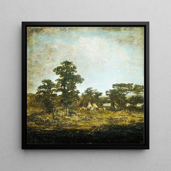 An Indian encampment - Ralph Albert Blakelock — framed artwork on a wall