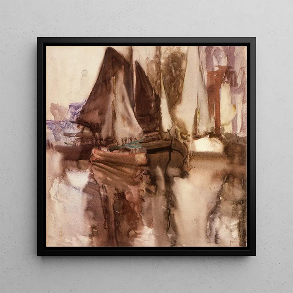 A Dutch canal - Frances Hodgkins — framed artwork on a wall