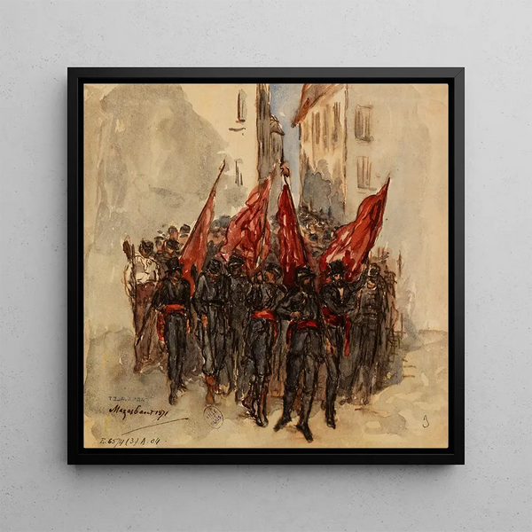 a parade, Mazas prison - Armand Gautier — framed artwork on a wall