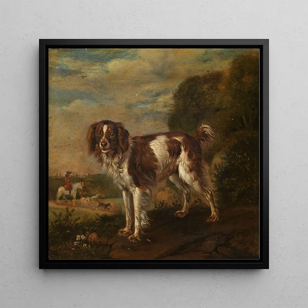An English Springer Spaniel - Paulus Potter — framed artwork on a wall