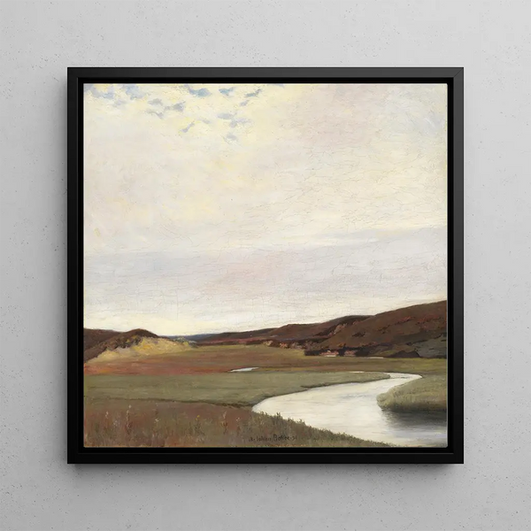 Un jour d'été au bord de la rivière Karup au Jutland - Johan Rohde — framed artwork on a wall