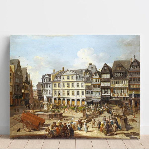 Reproduction of the painting of a market on the Römerberg in Frankfurt - Christian Georg Schütz